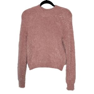 Pink Rose Womens Soft & Fuzzy Crewneck Long Sleeve Pullover Sweater Sz M